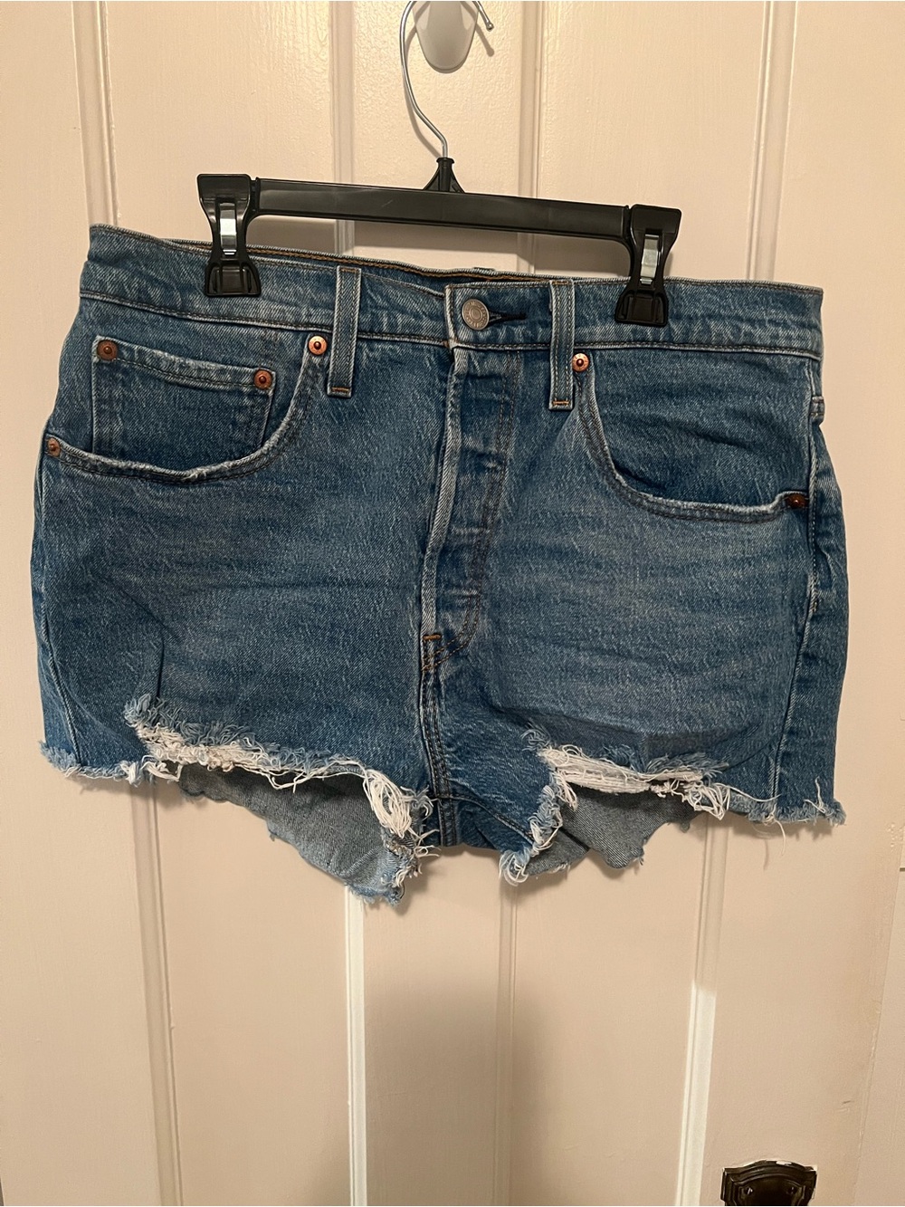 Levi's Blue Distressed Cutoff Denim Shorts